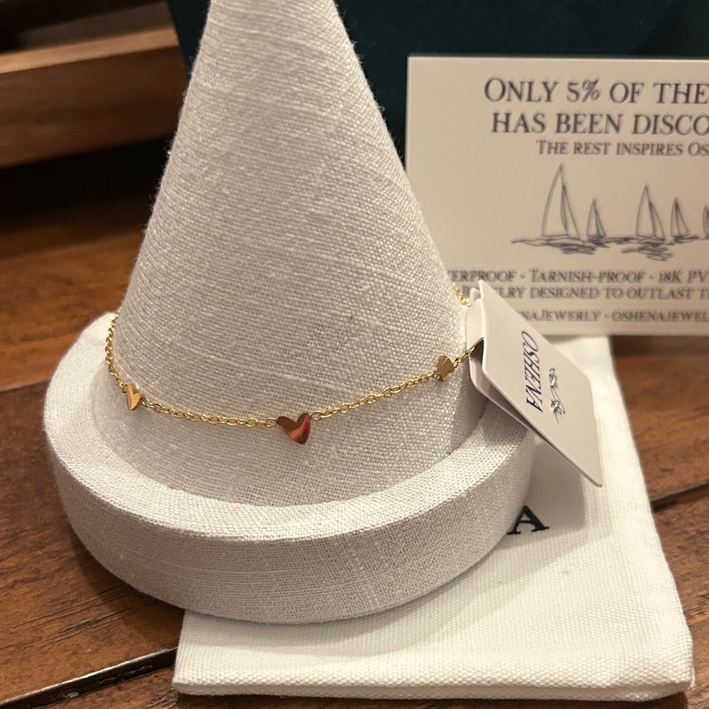 Oshena Designer Beachwear Gold Bracelet or‎ anklet with Heart Accents